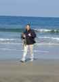 Image: Alison on the beach at Lundy Bay