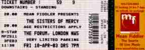 The Sisters Of Mercy ticket