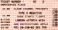 Type O Negative ticket